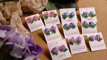 鈎針編織 繡球花耳環