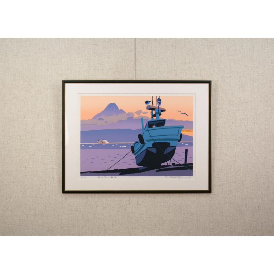 藤倉英幸『暮れ色の離島』シルクスクリーン 絵画 北海道画廊