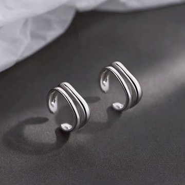 🎁新年快樂🎁快速出貨【OCTOBER 16Th】S999純銀簡約雙層無耳洞耳環耳扣 開運 生日禮物 閨蜜禮物 情人節禮物 交換禮物 客製化禮物  JUL 08