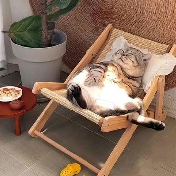 ★ 免運出貨★ 實木劍麻躺椅 貓咪躺椅 貓爬架 搖搖椅 貓抓闆貓窩一體  貓吊床 劍麻貓窩 實木寵物床 實木可折疊貓