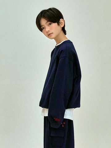 Classic Cotton-Polyester Overfit Training Sweatshirt [NAVY] (S-JM)