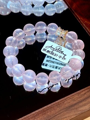 彌雅手作丨愛意丨冰透六芒星光莫桑比克粉水晶手串原創設計