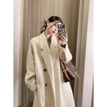 燕麥色羽絨服內膽雙排扣羊毛大衣2025秋冬新款今年流行毛呢外套女