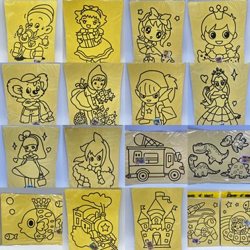 【玩具兄妹】現貨! 多達20款兒童沙畫(20.5*27.5公分/含9色沙/牙籤) 兒童砂畫 一般沙畫 童玩 懷舊砂畫