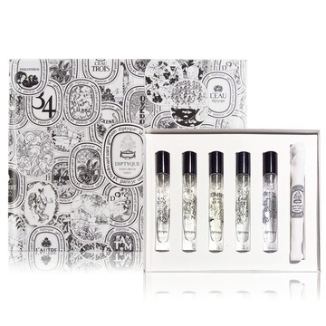 DIPTYQUE 經典淡香水禮盒(7.5mlX5)[杜桑+玫瑰之水+影中之水+感官之水+希臘無花果]-國際航空版