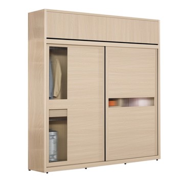 文創集 蘭達7尺玻璃推門加高衣櫃組合-211x60x247cm免組