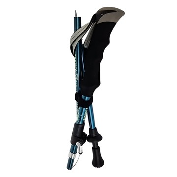 DIBOTE 迪伯特 外鎖式7075航太級鋁合金折疊登山杖  展開110~125cm  藍色  1支