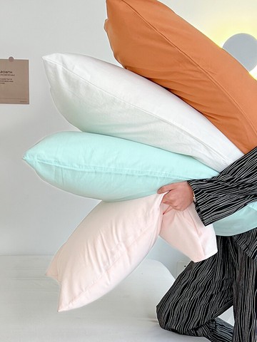 ins風純棉枕套一對裝全棉水洗棉家用純色枕頭套48x74學生宿舍單個