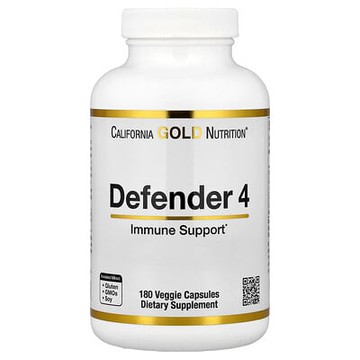 California Gold Nutrition, Defender 4，含維生素 C、維生素 D、鋅、硒，180 粒素食膠囊