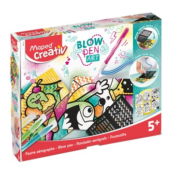 Maped 創意吹畫彩繪 內含吹氣軟管x1 彩色筆x6 噴畫紙板x6 效果遮板x1 說明書x1  粉色 + 黃色 + 綠色 + 藍色 + 橘色 + 棕色  1盒