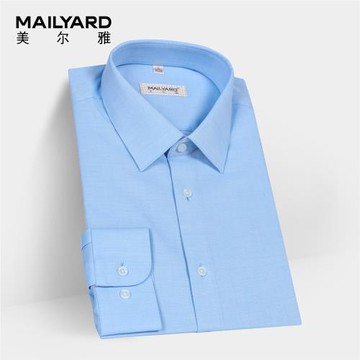 MAILYARD/美爾雅商務男士長袖免燙襯衣 藍色職業裝修身襯衫 734