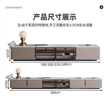 公司貨附發票 電視櫃  悅路巖板電視柜簡約現代小戶型客廳家用地柜灰色加高實木電視機柜 快速出貨