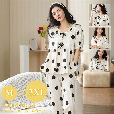 ヴィジョン ストリートウェア 友達とお揃い ドット柄パジャマ レディース ルームウェア 部屋着 綿 半袖 春夏 寝巻き かわいい 女性用 ナイトウェア お家時間 ゆった 通販 Lineポイント最大get Lineショッピング