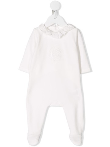 Chloé Kids - ruffle neck romper - kids - Polyester/Cotton - 3 - White