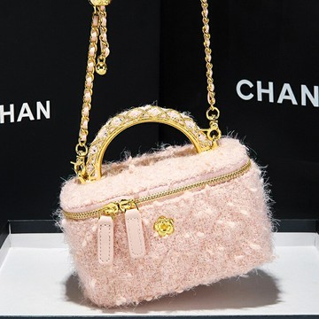 【小香風菱格】鏈條化妝包 斜挎包 手提包 盒子包 口紅包 鏈條包 菱格紋 金屬鏈條 多隔層收納 2025新款 通勤約會百搭