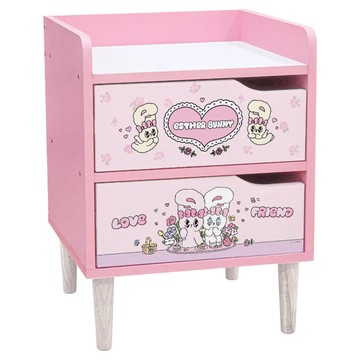 收納王妃 艾絲樂小兔 床邊櫃  花園野餐 粉色  1個