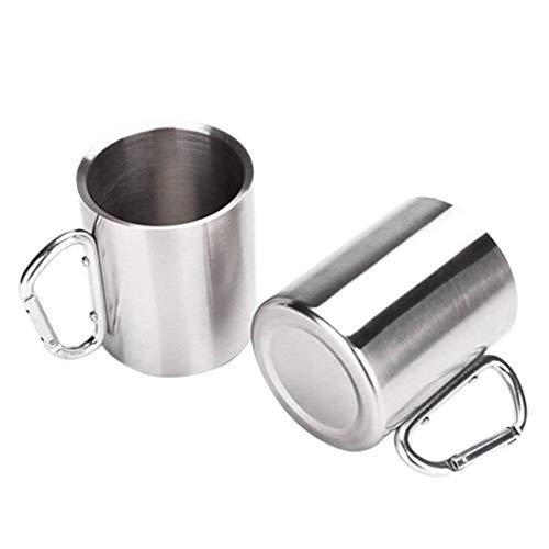 Tebery Pack Stainless Steel Coffee Mugs with Carabiner Handles 10OZ Doubl