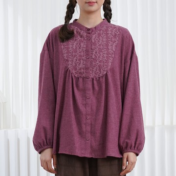 雅緻立領刺繡襯衫122460C