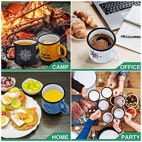 16 Oz Enamel Mug Coffee Cup Set of 6, PP CHEF Camping Enamel Mug with Patt