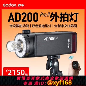 {可打統編 保固一年}【新品現貨】godox神牛AD200pro II二代外拍閃光燈便攜式口袋燈佳能尼康索尼單反相機戶外攝影雙色溫高速TTL