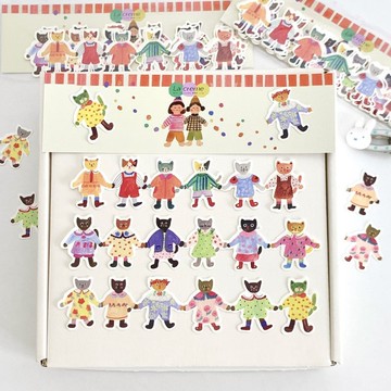 手拉手 小さなねこの集まり 手帳飾り 便簽套組 (15枚入)