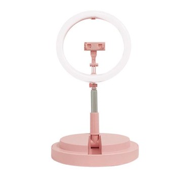 新品12寸手機新品燈折疊伸縮一體式桌面落地美顏環形燈LED補光燈