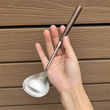 【輕奢胡桃木】304不銹鋼湯勺稀飯粥勺小號盛湯匙長柄調羹火鍋勺