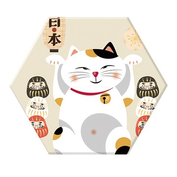 E.B. MADE 招財貓珪藻土杯墊 快速吸水 桌面裝飾 趣味好運  1個  109 x 95 x 50mm  日本福神