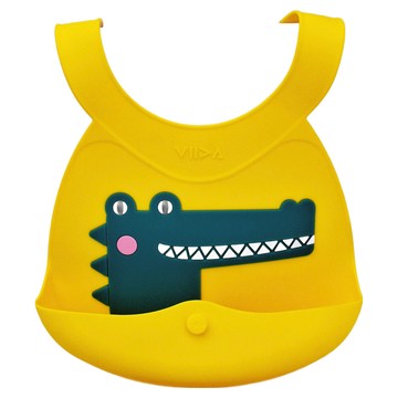 VIIDA Joy 便攜式矽膠圍兜，不含雙酚A，塑化劑，聚氯乙烯，鉛和三聚氰胺，防水防油好清洗  維克鱷  1個