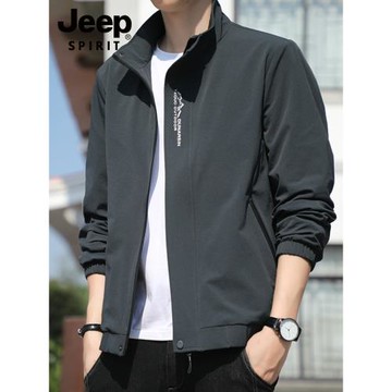 JEEP SPIRIT吉普男士春秋季立領寬松休閑百搭上衣夾克男款外套潮
