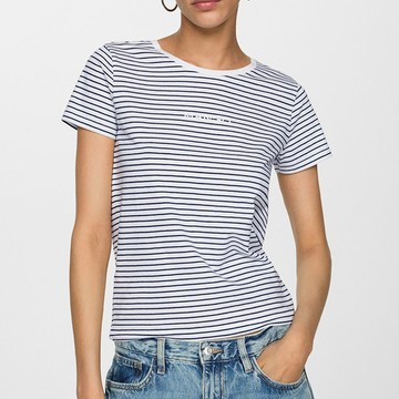 YINXILAN 茵茹嵐 寬鬆大學T  XL  杏底藍條