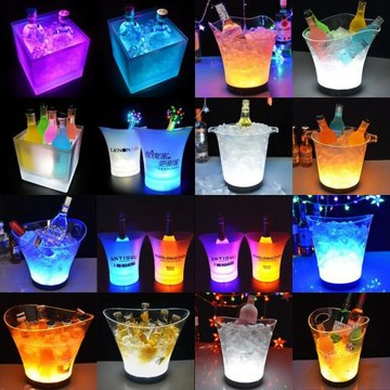 發光冰桶KTV酒吧香檳桶創意啤酒桶家用紅酒洋酒LED塑料冰桶電池款