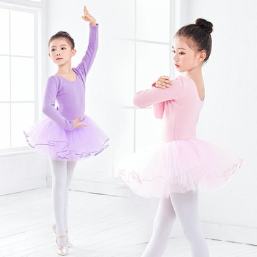 兒童舞蹈服冬季加絨長袖女童形體演出服蓬蓬紗裙跳舞芭蕾舞練功服
