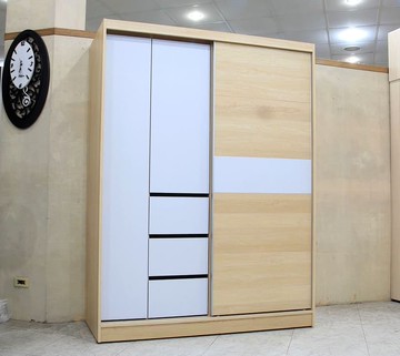 【歐風別館】廣達五尺楓木色+白色衣櫃【基隆至台中免運費】