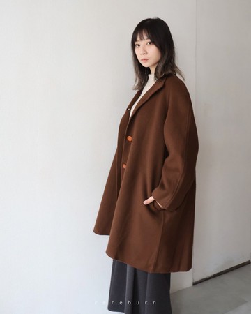 復古剪裁日本製棕色羊毛古著大衣外套