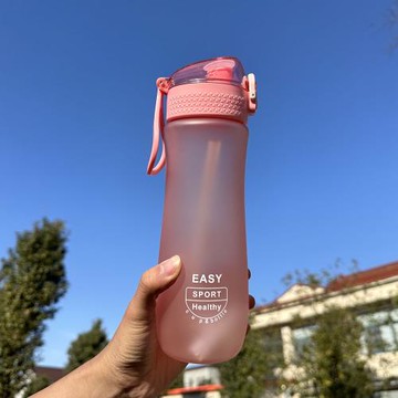 跨境專供大容量800ml磨砂戶外運動水壺 帶提手直口彈蓋塑料水壺