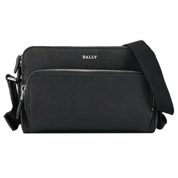 BALLY 6307861 DARBI 燙印LOGO防刮斜背拉鍊相機包.黑