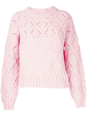 Pringle of Scotland - diamond-pattern wool jumper - women - Wool - L - Pink