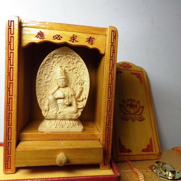 精品隨身佛龕 黃楊木如意輪觀音菩薩木雕佛像
