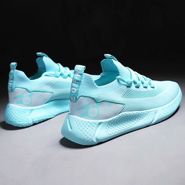 秋季透氣網面網鞋男鞋薄款飛織運動鞋男士薄荷綠鞋子男網紅跑步鞋