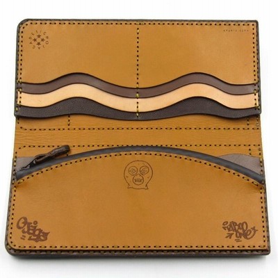 美品 ojaga design × TABOO1 オジャガデザイン 長財布 LONG WALLET タブー1 ロングウォレット コラボ iLLBROS  ブラウン レザー 中古 50009018 | LINEブランドカタログ