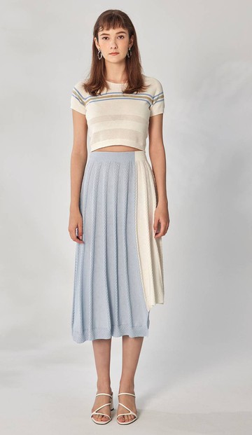 拼色棋盤格紋傘裙 (21S2SK01)