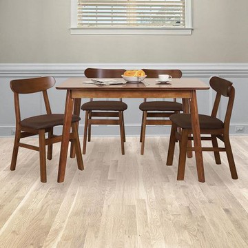 【Homelike】 喜家居120cm實木餐桌椅組(胡桃色)(2312-22)