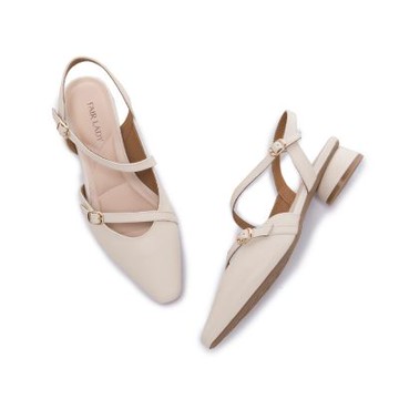 FAIR LADY 芯太軟 簡約繞帶尖頭小低圓跟涼鞋 奶油 (4A3125)