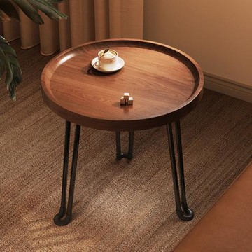 小圓桌移動茶幾沙發邊幾胡桃木角幾可折疊邊桌陽臺茶桌置物架桌子