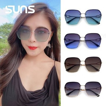 【SUNS】時尚名媛款太陽眼鏡 質感金屬鑲鑽簍空造型 抗UV400 大框顯小臉