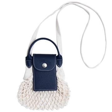 LONGCHAMP LE PLIAGE FILET系列網狀棉質兩用包(迷你/海軍藍)10139-HGR-006