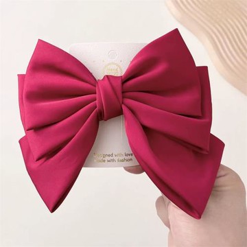 俏菲爾氣質女孩緞面大蝴蝶結發夾兒童高級紅色發卡女童后腦勺頭飾