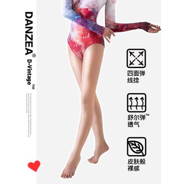 Danzea舞蹈油光亮閃光襪兒童踩腳打底褲體操瑜伽健美啦啦操連褲襪