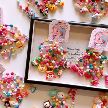 🚀隔日達出 可開發票🔥【爆款】5條裝精美卡通女孩手鍊甜美百搭彩珠手鍊兒童飾品女童